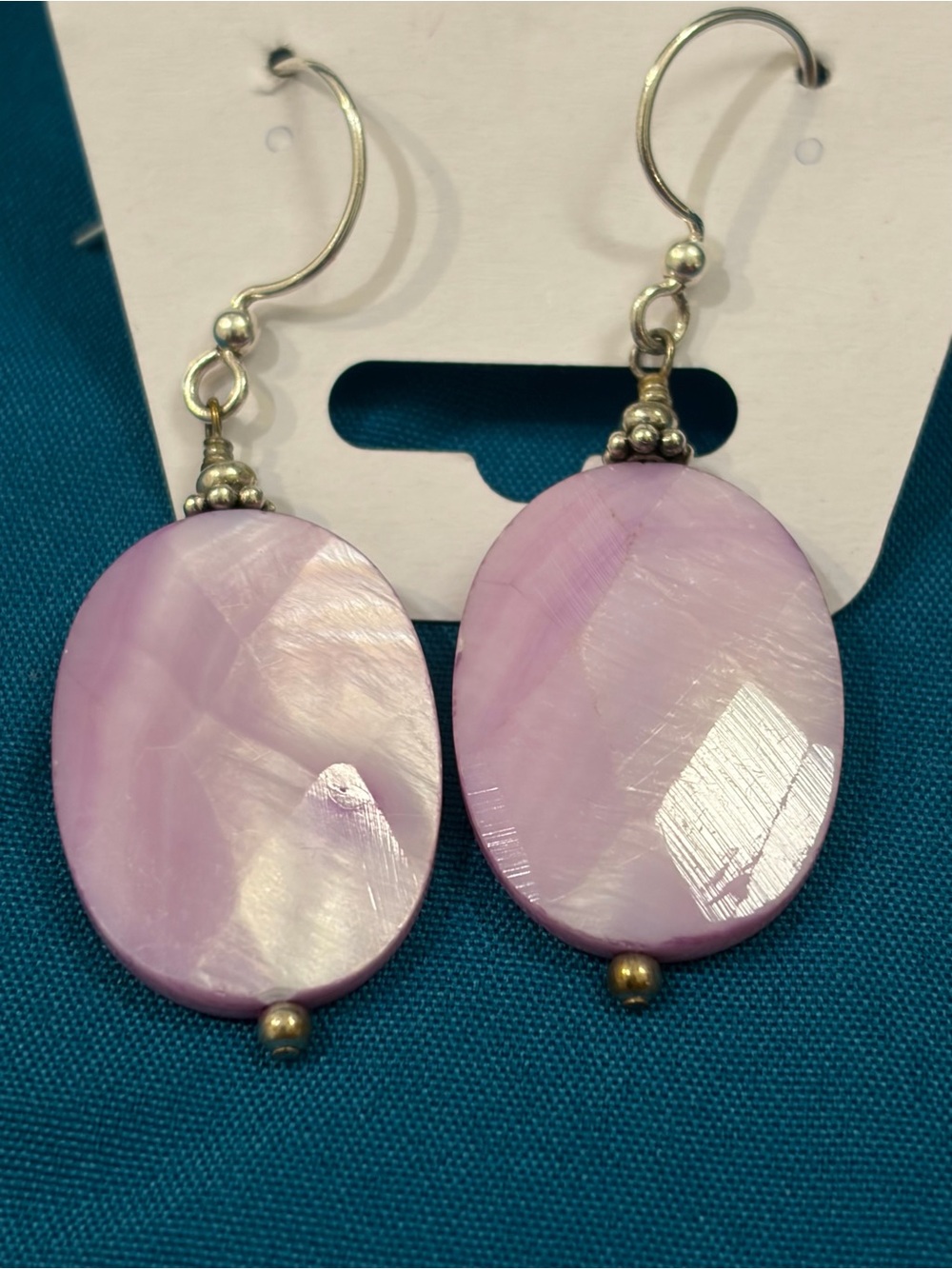 Purple Mother of Pearl Drop Earrings With Silver Hdwe. - Women's Jewelry